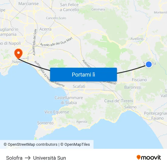 Solofra to Università Sun map