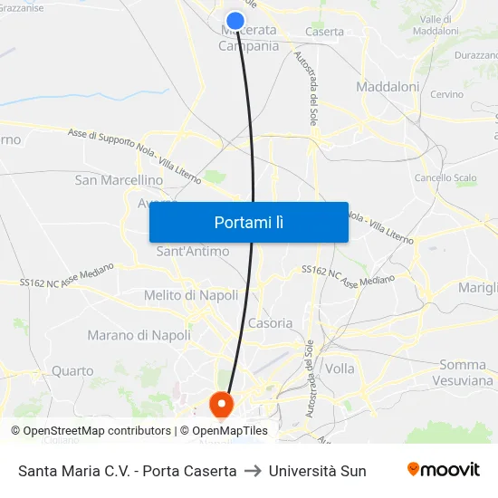 Santa Maria C.V. - Porta Caserta to Università Sun map