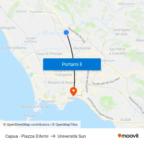Capua - Piazza D'Armi to Università Sun map