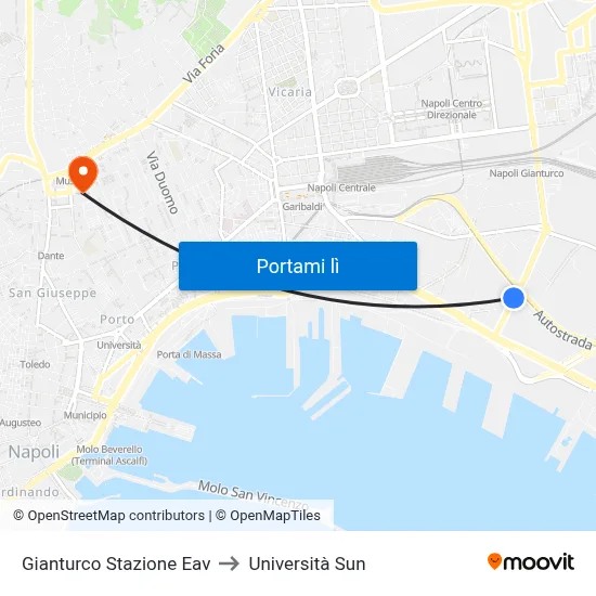 Gianturco Stazione Eav to Università Sun map