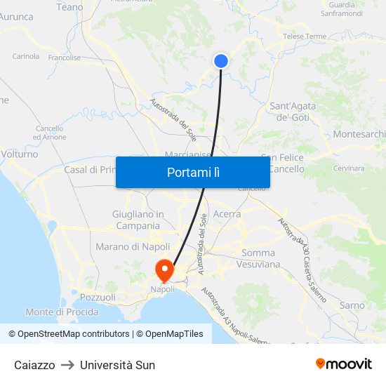 Caiazzo to Università Sun map