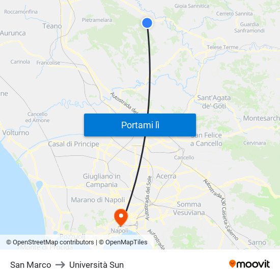 San Marco to Università Sun map