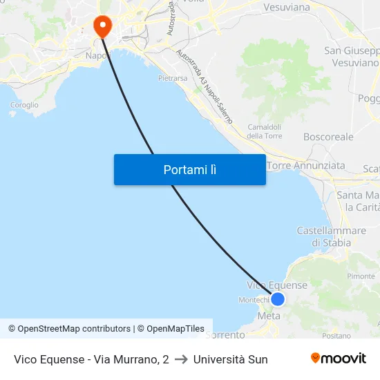 Vico Equense - Stazione Seiano to Università Sun map