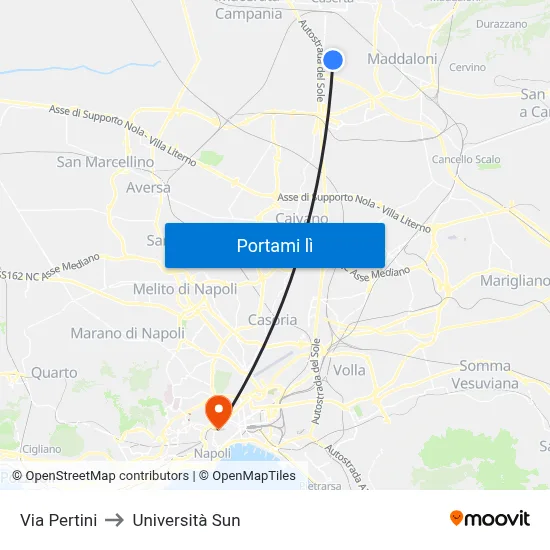 Pertini - Fermi to Università Sun map