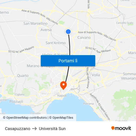 Casapuzzano to Università Sun map