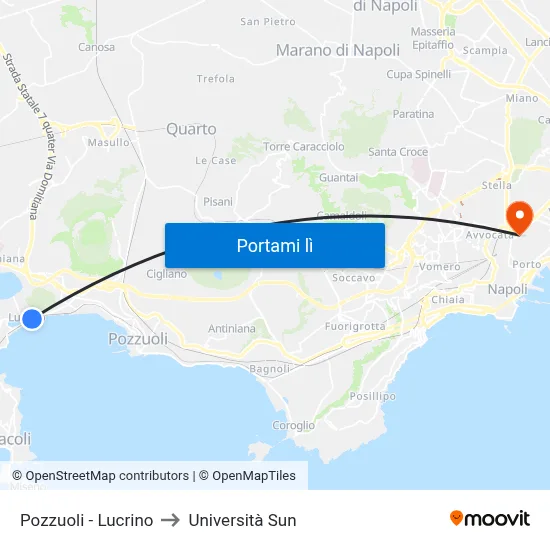 Pozzuoli - Lucrino to Università Sun map