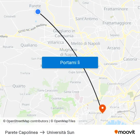 Parete Capolinea to Università Sun map