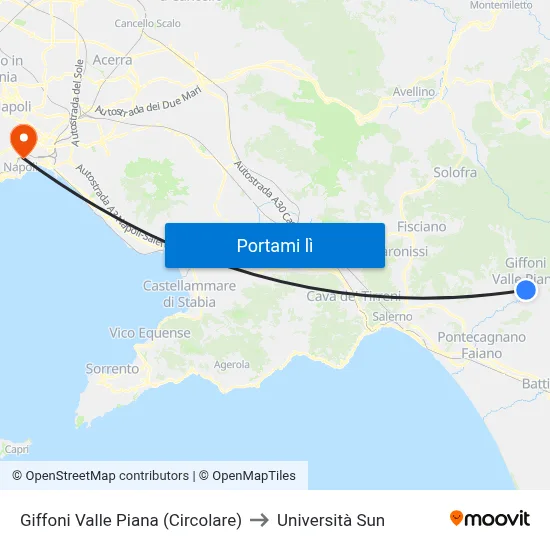 Giffoni Valle Piana (Circolare) to Università Sun map