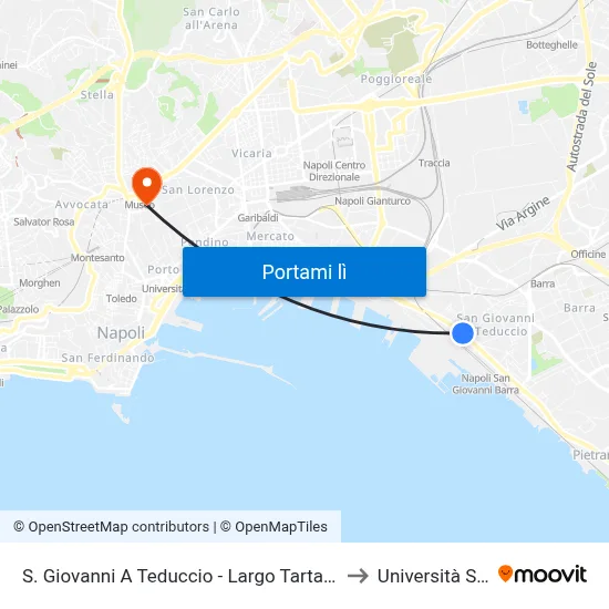S. Giovanni A Teduccio - Largo Tartarone to Università Sun map