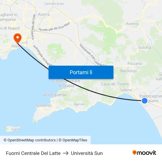 Fuorni Centrale Del Latte to Università Sun map
