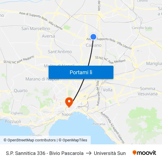 S.P. Sannitica 336 - Bivio Pascarola to Università Sun map