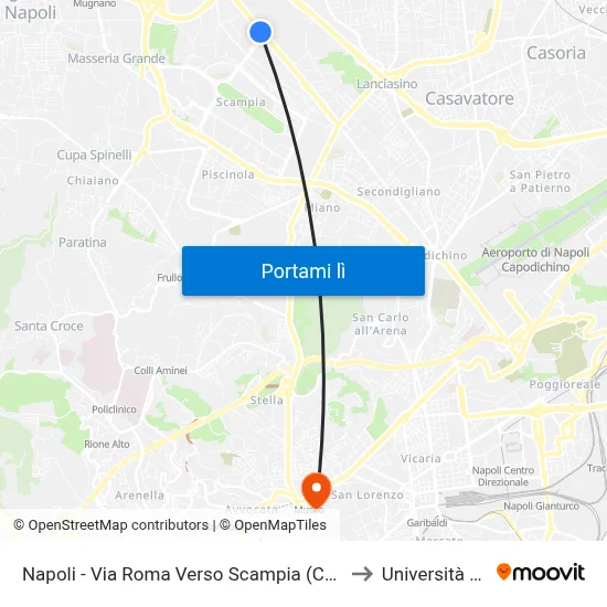 Napoli - Via Roma Verso Scampia (Carcere) to Università Sun map