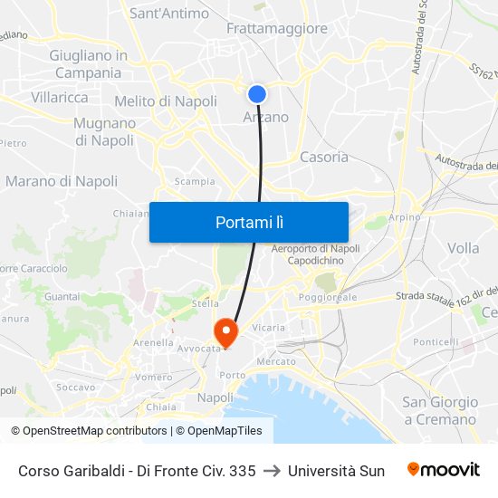 Corso Garibaldi - Di Fronte Civ. 335 to Università Sun map