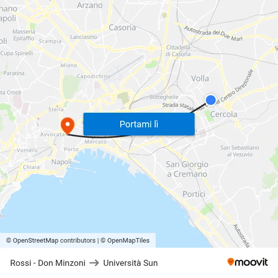 Rossi - Don Minzoni to Università Sun map