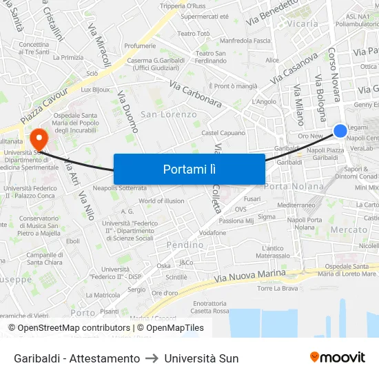 Garibaldi - Attestamento to Università Sun map