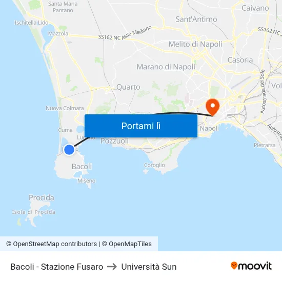 Bacoli - Stazione Fusaro to Università Sun map