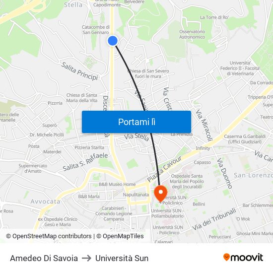Amedeo Di Savoia to Università Sun map