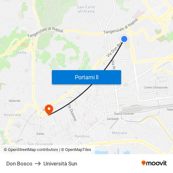 Don Bosco to Università Sun map