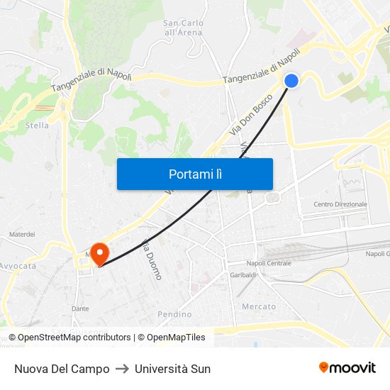 Nuova Del Campo to Università Sun map