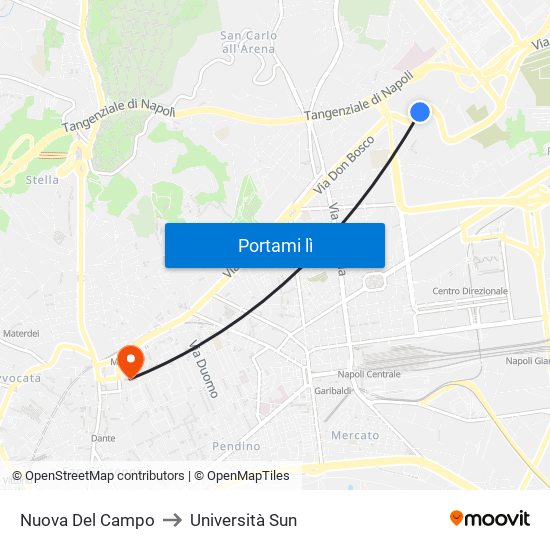 Nuova Del Campo to Università Sun map