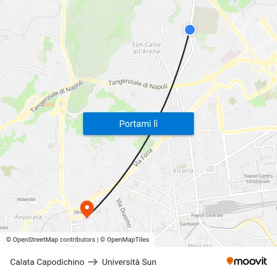 Calata Capodichino to Università Sun map
