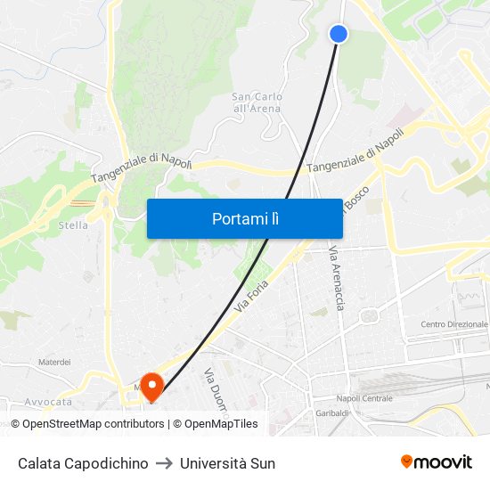 Calata Capodichino to Università Sun map