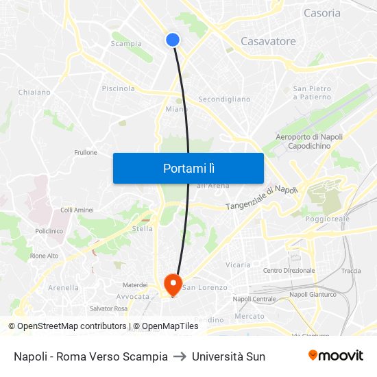 Napoli - Roma Verso Scampia to Università Sun map