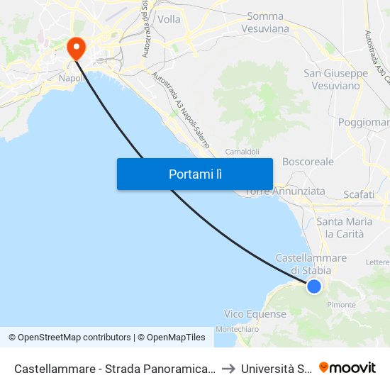 Castellammare - Strada Panoramica, 38 to Università Sun map