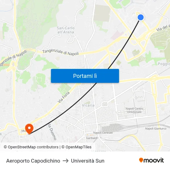 Aeroporto Capodichino to Università Sun map