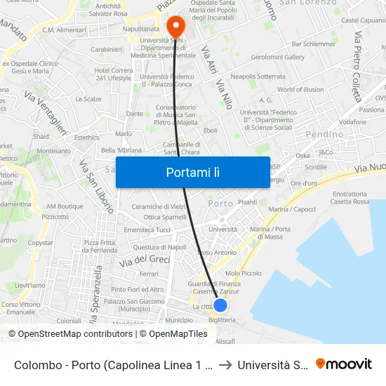 Colombo - Porto (Capolinea Linea 1 - 4) to Università Sun map