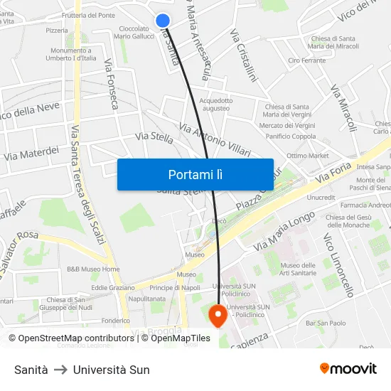 Sanità to Università Sun map