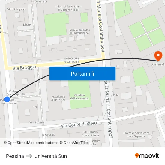 Pessina to Università Sun map