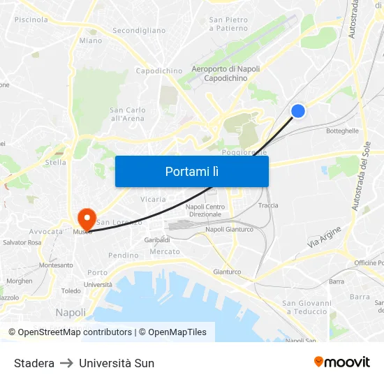 Stadera to Università Sun map
