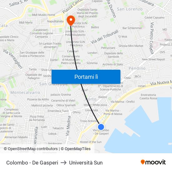 Colombo - De Gasperi to Università Sun map