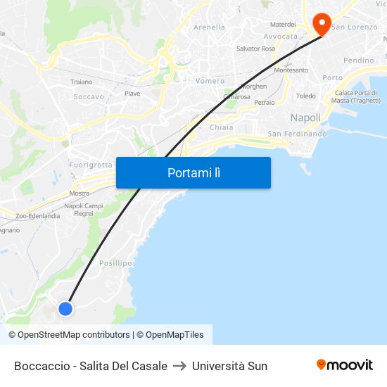 Boccaccio - Salita Del Casale to Università Sun map