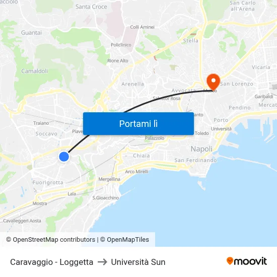 Caravaggio - Loggetta to Università Sun map