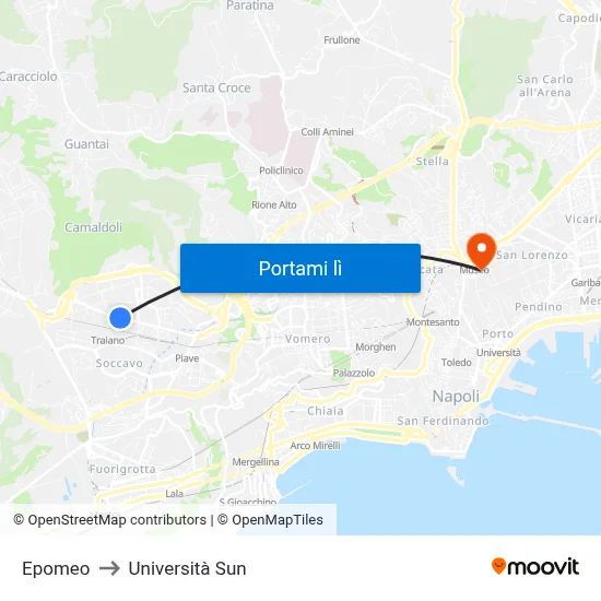 Epomeo to Università Sun map