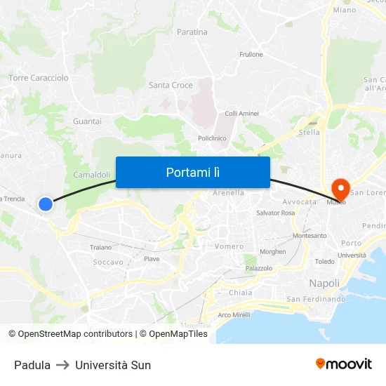 Padula to Università Sun map