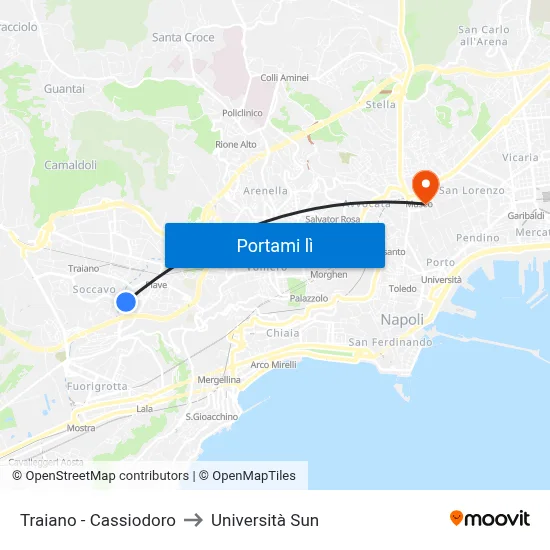 Traiano - Cassiodoro to Università Sun map