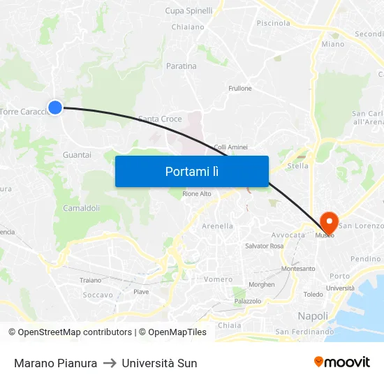Marano Pianura to Università Sun map