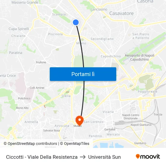 Ciccotti - Viale Della Resistenza to Università Sun map