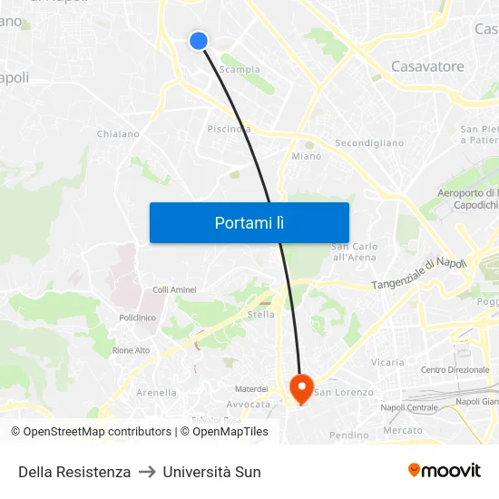 Della Resistenza to Università Sun map