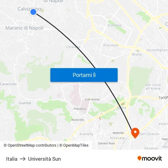 Italia to Università Sun map