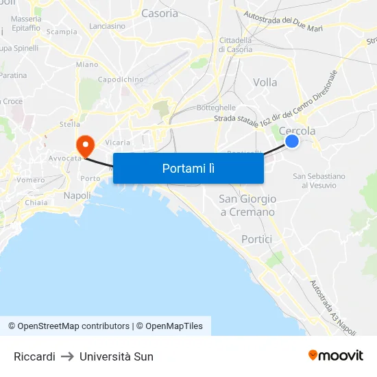 Riccardi to Università Sun map