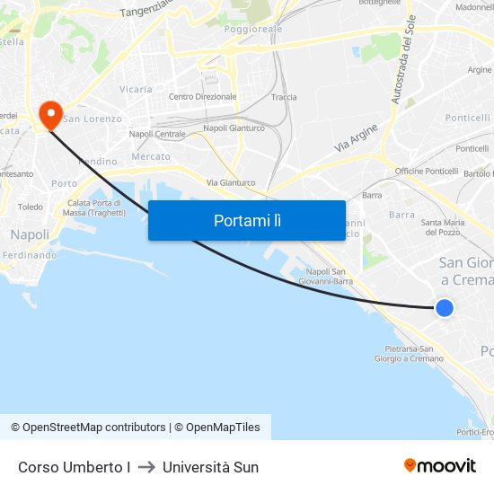 Corso Umberto I to Università Sun map