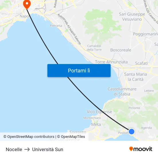 Nocelle to Università Sun map