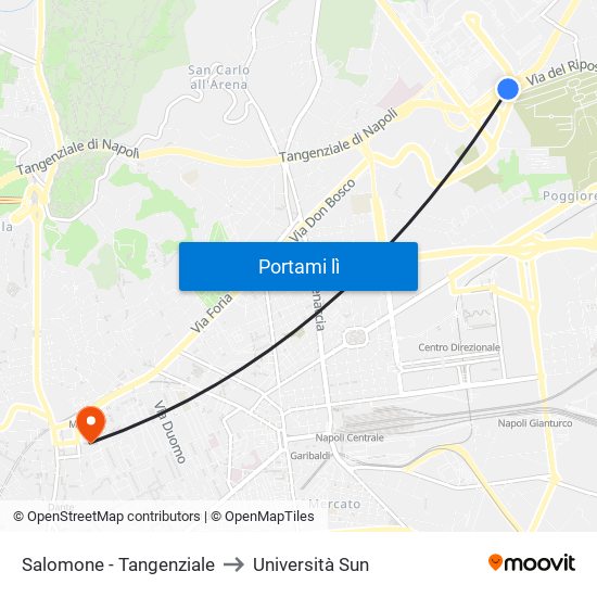 Salomone - Tangenziale to Università Sun map