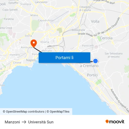 Manzoni to Università Sun map