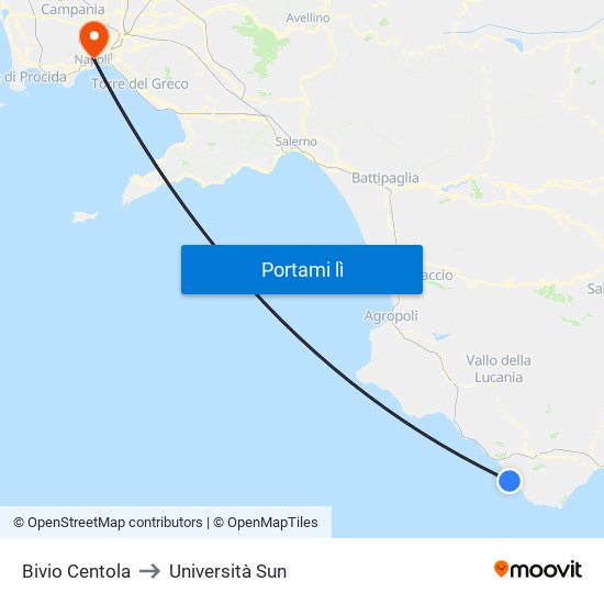 Bivio Centola to Università Sun map