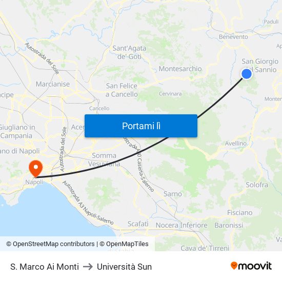 S. Marco Ai Monti to Università Sun map